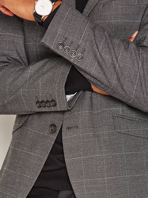 Men's Grey Check Blazer – Smart-Casual Modern Style - Image 4