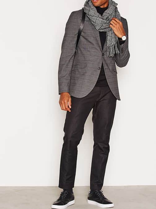 Men's Grey Check Blazer – Smart-Casual Modern Style - Image 3
