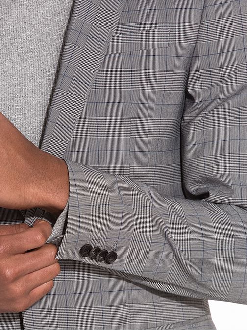 Men's Check Pattern Blazer & Trousers – Smart Casual Style - Image 4