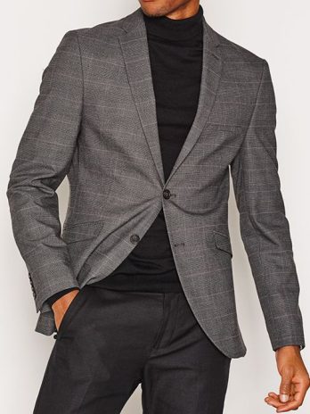 Men’s Grey Check Blazer – Smart-Casual Modern Style