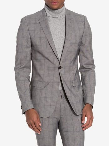 Men’s Check Pattern Blazer & Trousers – Smart Casual Style